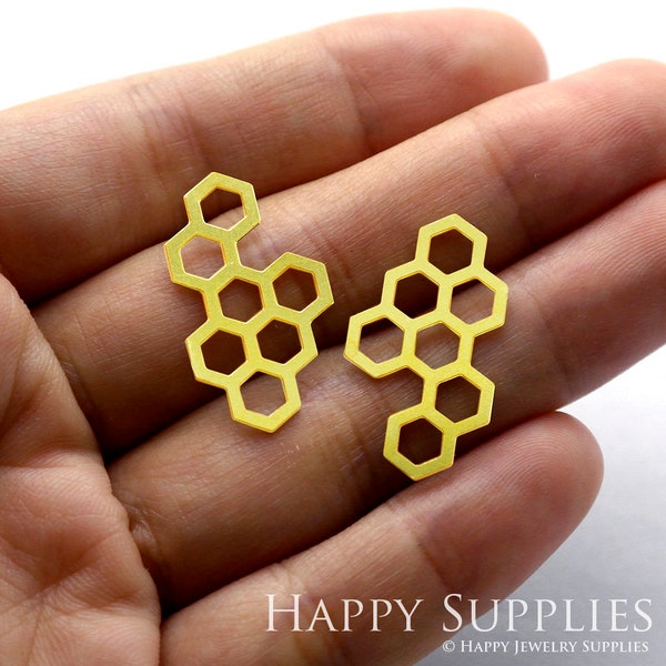 4pcs Raw Brass Honeycomb Charms, Honeycomb Pendants,   DIY Honeycomb Necklace, Honeycomb Brooch, Honeycomb Earrings (RD016)