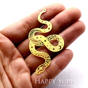 Snake Brass Charms, Brass Findings, Raw Brass Pendants, Earrings Charms, Brass Connector, Making Jewelry Supplies (RD1178)