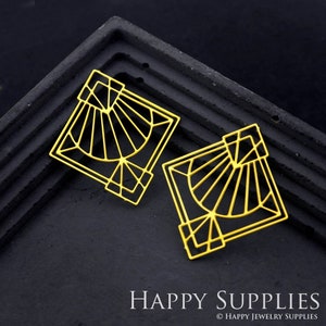 Raw Brass Charms, Fanshaped Pendants, Brass Findings,Necklace Pendants, Earrings Charms, Jewelry Supplies, Square Brass Charms (RD1781)