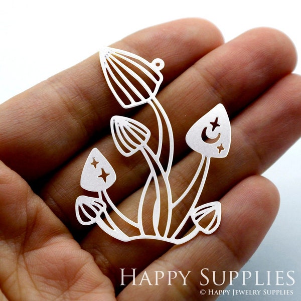 Hand Etched Stainless Steel Charms, Corroded Geometry Charms, Mushroom Stainless Steel Jewelry Supplies, DIY Necklace, Earrings (SSD1437)