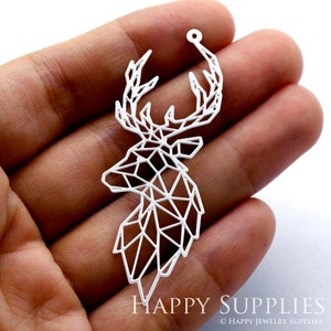 Stainless steel Deer Charms, Deer Pendants, Deer Stainless steel Findings, DIY Deer Necklace, Deer Earrings, Deer Brooch (SSD1195) image 1