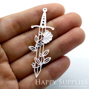 Sword Stainless Steel Charms,  Pendants, Stainless Steel Findings, Necklace Pendants,  Earrings Charms,  Sword Steel Charms (SSB410)