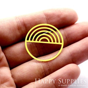 Raw Brass Round Charms  Pendants,  Circle Findings, DIY Geometric Necklace, Round Brooch, Geometry Earrings (RD1176)