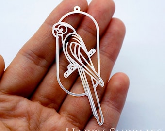 Parrot Stainless Steel Charm,Parrot Pendant,Stainless Steel Findings,Necklace Pendant,Earrings Charm,geometry Stainless Steel Charm(SSD1632)