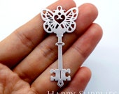 Key Stainless Steel Charm, Pendant,Stainless Steel Findings,Necklace Pendant, Earrings Charm,Jewelry Supply,Butterfly Steel Charm(SSB505)