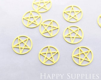 10pcs Raw Brass Star Charms, Star Geometry Necklace Charms Brass Findings, Circle Geometry Earrings Connectors (RD1840)