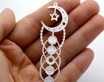 Moon phase Stainless Steel Charms,  Pendants, Stainless Steel Findings, Necklace Pendants,  Earrings Charms,  Steel Charms (SSB415)