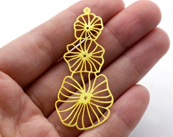 Raw Brass Charms,  Flower Pendants, Brass Findings, Necklace Pendants, Earrings Charms,  geometry Brass Charms (RD1263)