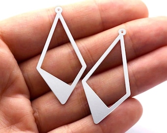 4pcs Diamond Stainless Steel Charms, Geometric Steel Charms, Triangle Stainless Steel Jewelry Supplies, DIY Necklace, Earrings (SSD650)