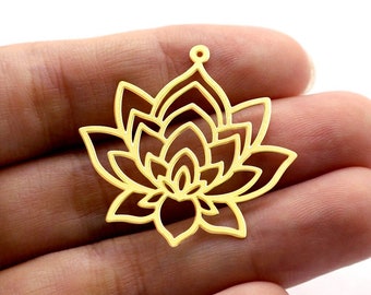 Messing Charms Blumen Charms, Messing Zubehör, Rohmessing Anhänger, Lotus Ohrringe Charms, Messing Verbinder, Herstellung von Schmuckzubehör (RD940)
