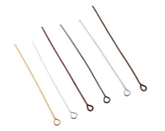 200 stks/partij 20 25 30 40 50 60 70mm Eye Pins, goud/Zilver/Koper/Rhodium Headpins Voor Sieraden Bevindingen Maken DIY Supplies (ZG402)