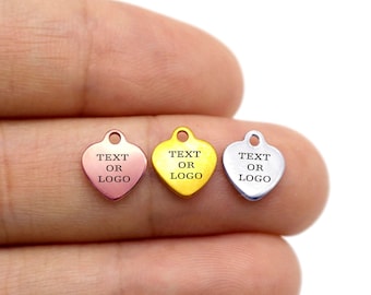 30pcs Custom Stainless Steel  Laser Engraved Tag, Personalized Laser Engraved Charms Tag, Custom Logo Tag, Necklace Tag Custom Logo (NK02)
