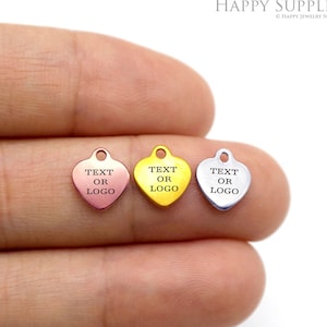 30pcs etiqueta grabada con láser de acero inoxidable personalizada, etiqueta de encantos grabados con láser personalizada, etiqueta de logotipo personalizado, etiqueta de collar logotipo personalizado (NK02)