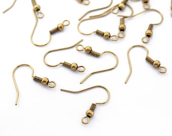 Brass Earring Hook, 100pcs Raw Brass Ear Wires, Earring Findings - Necklace Jewelry Findings - 18mm (NZG182)