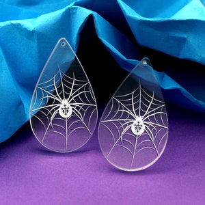 Teardrop Acrylic Earrings Charms - Spider web Earrings Charms - Spider Acrylic Pendants, Earring Findings - Jewellery Supplies (AHT091)