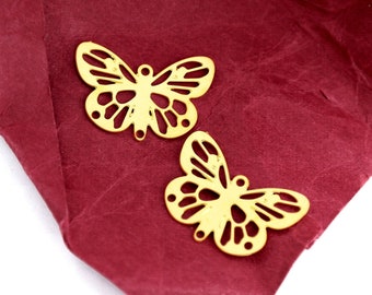 10pcs Raw Brass Butterfly Charms, Butterfly Geometry Necklace Charms Brass Findings, Earrings Brass Charms, Earring Connectors (RD2272)