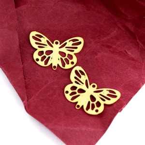 10pcs Raw Brass Butterfly Charms, Butterfly Geometry Necklace Charms Brass Findings, Earrings Brass Charms, Earring Connectors (RD2272)