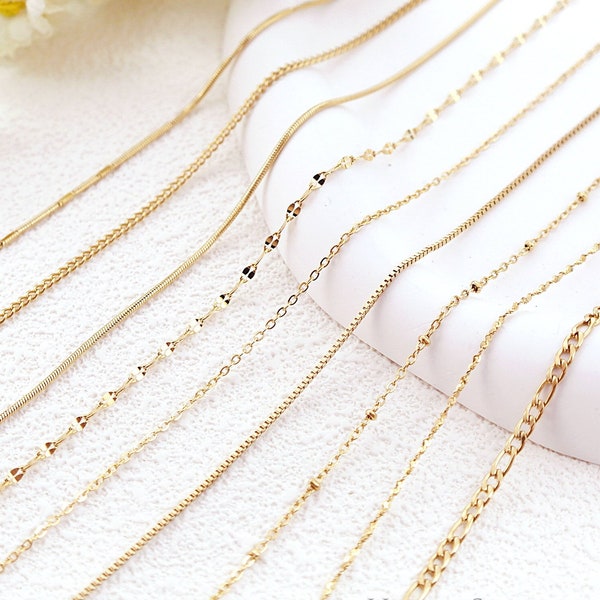 18K Gold Rope Chain Necklace, Cable Chain, Paperclip Chain, Twist Chain, Figaro Chain, Curb Chain, Ball Bead Chain, Dainty Chain Ideal Gift