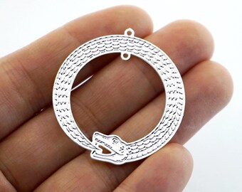 Snake Etched Stainless Steel Charms, Snake Brass Charms, Corroded Charms, Earrings Findings, Jewelry Supplies, Animal Charms (SSB1025)
