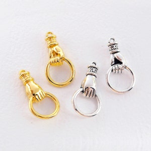10Pcs Antique Silver Hand Charm, Love Earrings Charms, Gold Hand bracelet Earring connectors, Necklace Pendant, Jewelry Supplies (NZG666)