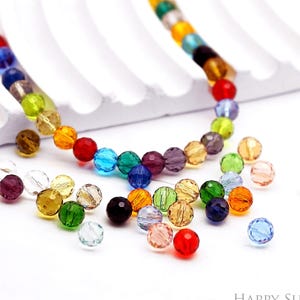 4/6/8/10mm Faceted Beads Classic Round Crystal Glass Beads for Suncatcher Aura Small Crystal Ball AB Aurora ,Sun Catchers (TR-252)