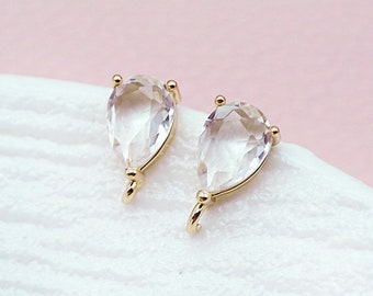 6pcs Gold plated Earring Stud, Earring Connector, Glass Crystal Earring Studs, Gold Stud Earrings, Earrings Findings,Jewelry Supplies(KE176)