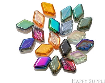 20pcs Crystal Diamond Shape Zircon Connector Charm, Glass Bracelet Earring Charms, Crystal Gemstone Earring Pendant Charm Wholesale (TR-186)
