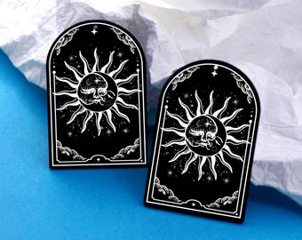 Black Acrylic Earrings - Charms - Sun Earring Charms - Door Acrylic Pendants - Earring Findings - Jewelry Supplies  (BAD043)