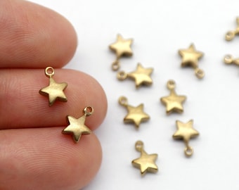 Componentes de latón, componentes para pendientes de estrella, colgantes para pendientes de estrella, colgantes, suministros de joyería, colgantes de latón (NZG306)