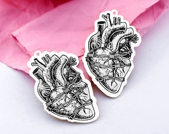 Stainless Steel Earring Charms, Engraved Charms, Heart Charms, Jewelry Supplies, Heart Earrings Charms, Necklace Pendants (ESD195)