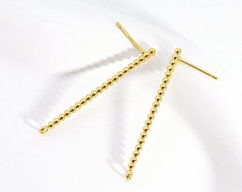 Real Gold Plated Strip Earring Posts - Stud Earrings Connectors - Earring Stud, Strip Ear Studs, Earring accessories (KE160)