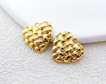 10Pcs Gold Heart Charm, Earrings Charms, Earring Findings, Love Charms, Earring connectors, Necklace Pendant,Jewelry Supplies (NZG491)