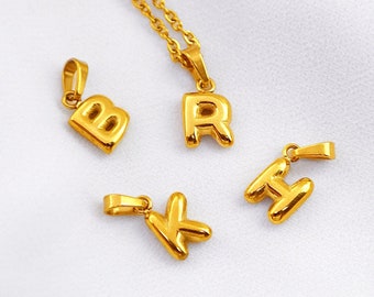 2pcs Mini Balloon Letter Charm, 18K Gold Filled Letter Pendant,Letter Pendant,Initial Charm,Letter Necklace, Jewelry Supplies (AU-14)