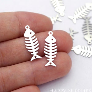 10pcs Stainless Steel Charms, Corroded Geometry Charms, Fish Stainless Steel Jewelry Supplies, DIY Necklace, Earring Connectors (SSD1708)