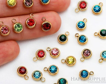20pcs Zircon Charm,CZ Pave Pendant, Twelve Birthstones,Tiny Gemstone Finding, Earrings / Necklaces Making Materials, Jewelry Supply (TR-160)