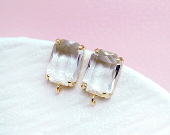 6pcs Gold plated Earring Stud, Earring Connector, Glass Crystal Earring Studs, Gold Stud Earrings, Earrings Findings,Jewelry Supplies(KE176)