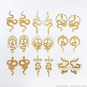 Snake Charms Raw Brass Earrings Kits ,Wholesale Earrings Findings Connectors, Making Jewelry Supplies Set - Sun Catcher (RHD010)