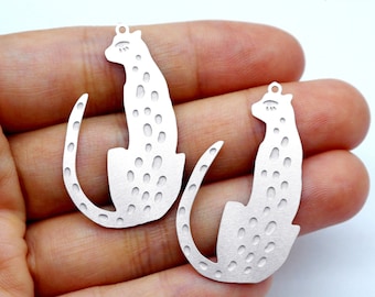 Dijes de acero inoxidable grabados a mano, dijes geométricos corroídos, suministros de joyería de acero inoxidable con estampado de leopardo, collar y pendientes para hacer tú mismo (SSB607)