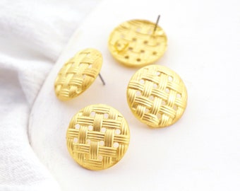 Gold plated alloy earring post -Alloy earring charms-Circle shape earring connector-earring pendant-earring findings jewelry supply (KE125)