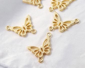 Gold Butterfly Charm, Earring Charms, Earring Findings, Earrings Charms, Earring connectors, Necklace Pendant,Jewelry Supplies(NZG464)