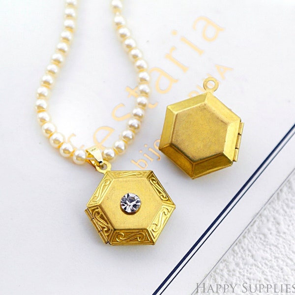 5Pcs Hexagon Locket with Photo Charms, Locket Pendant, Personalized gift for her, Valentine's Day, Picture Locket Personalized Gift (AU-013)