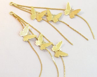 Gold Plated Tassel Charm Long Metal Tassels Butterfly Chain Threader (NZG405)