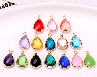 50pcs Drop Geometric Shape Zircon Connector Charm, Glass Bracelet Earring Charms, Crystal Gemstone Earring Pendant Charm Wholesale (TR-148)