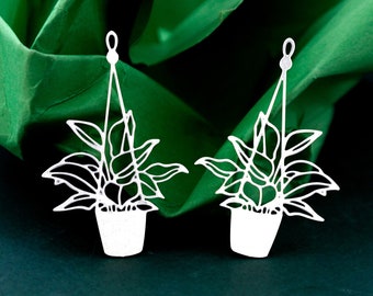 Stainless Steel Charms,  Potted Plant Charms, Leaf Earrings Charms, Jewelry Supplies, Necklace Pendants, Earrings (SSD2509)