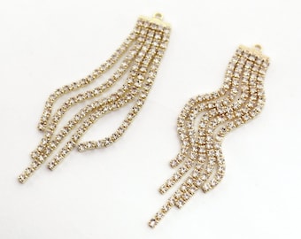 10pcs CZ Pave Gold Chain Tassels 70mm Long , Earrings Tassels ,Tassels Earring ,Jewelry Supplies (NZG640)