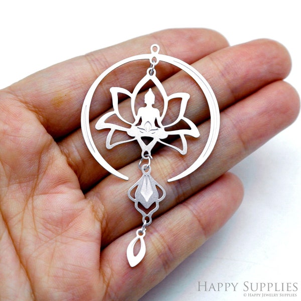 8pcs(1set) Buddha Etched Stainless Steel Charms, Yoga Meditation Charms Pendant,Namaste Zen Chakra Lotus Charms,Jewelry Supplies (SSB810)