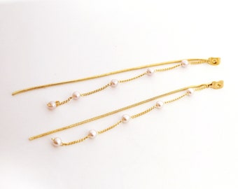 10pcs Gold Pearl Chain Tassels 105mm Long , Earrings Tassels ,Tassels Earring ,Jewelry Supplies (NZG641)