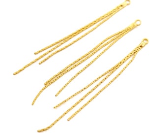 10pcs Tassel Charm, Gold Tassel Charm, Silver Chain Tassel Charm for Jewelry Making Supplies, Earring Tassel - 65mm (NZG722)