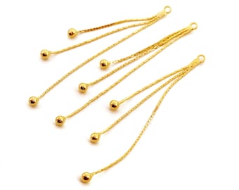 10pcs Gold Chain Tassels 65mm Long with balls, Silver Earring Tassels ,Tassels Earring ,Jewelry Supplies (NZG723)