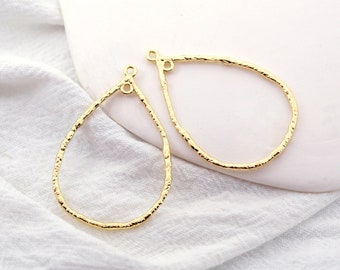Gold Earring Hoop - Earrings Charms - Special Drop Shape Earrings - Earring Connector - Geoometrical Shape Findings Jewelry (KE112)